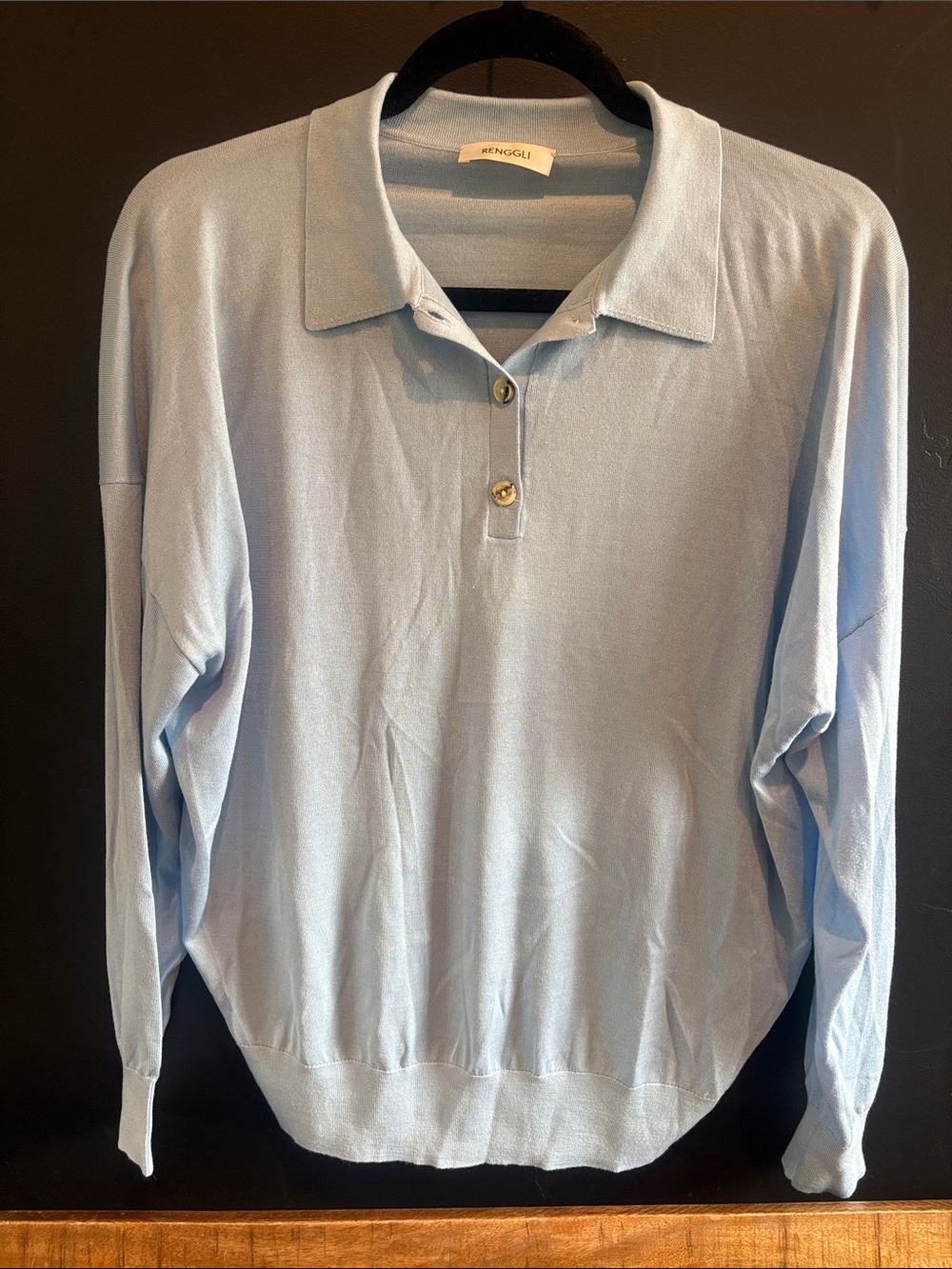 Renggli SILK CASHMERE BOXY LONG SLEEVE POLO